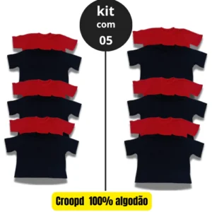 KIT COM 05 Camisetas Baby Look Feminina 100% Algodão